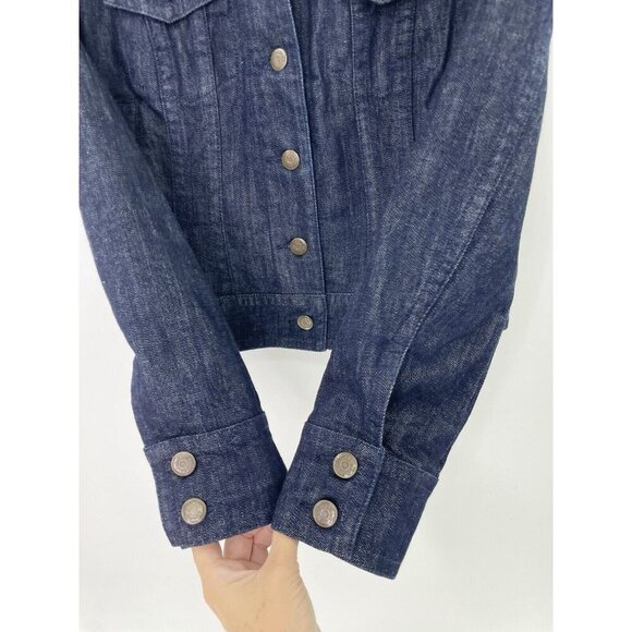 J.Crew Women’s Button Down Dark Wash Blue Classic Denim Jacket Size XS Preppy - Picture 4 of 9
